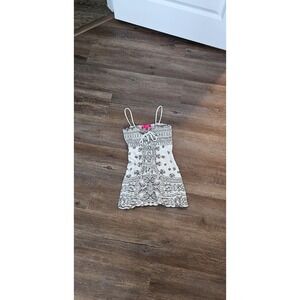 Almost Famous Vintage Y2K White Paisley and Floral Pattern Cami Top Size Small